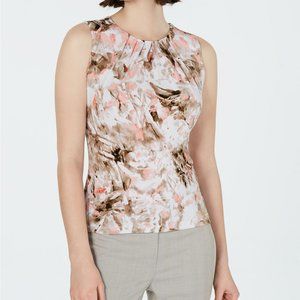 Calvin Klein Pleated-Neck Printed Top